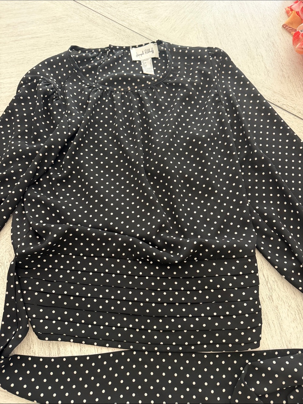 Joseph Ribkoff Black and White Polka Dot Long-Sleeve Blouse